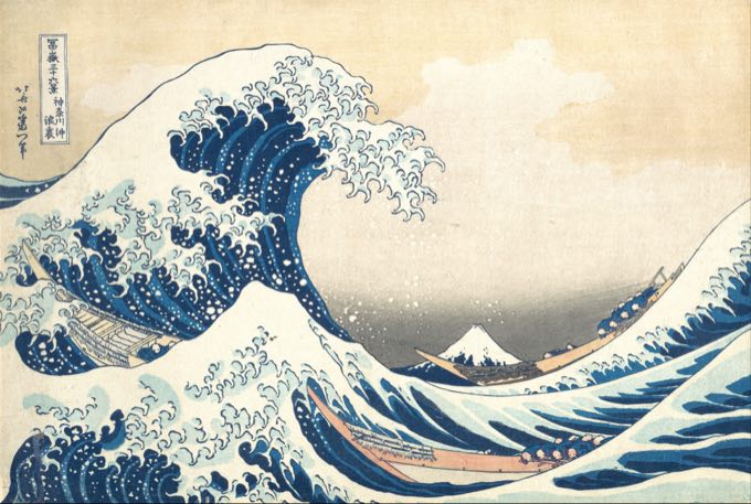 Hokusai's Great Wave off Kanagawa woodblock print.